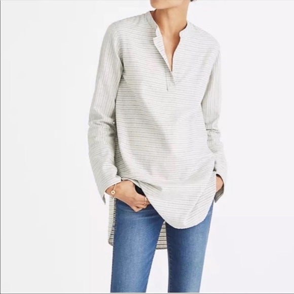 Madewell V Neck Striped Pullover Tunic - Picture 1 of 7